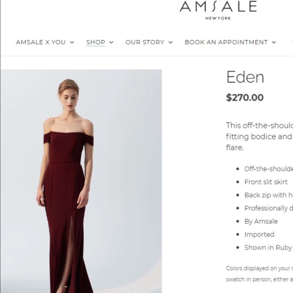 Never-worn Amsale bridesmaid gown
